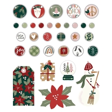 Simple Stories Decorative Brads - Boho Christmas (54 pieces)