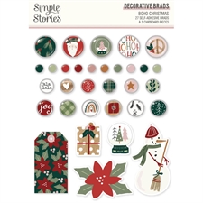 Simple Stories Decorative Brads - Boho Christmas (54 pieces)