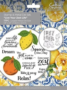 Crafters Companion Stamp & Die - Mediterranean Dreams / Live Your Zest